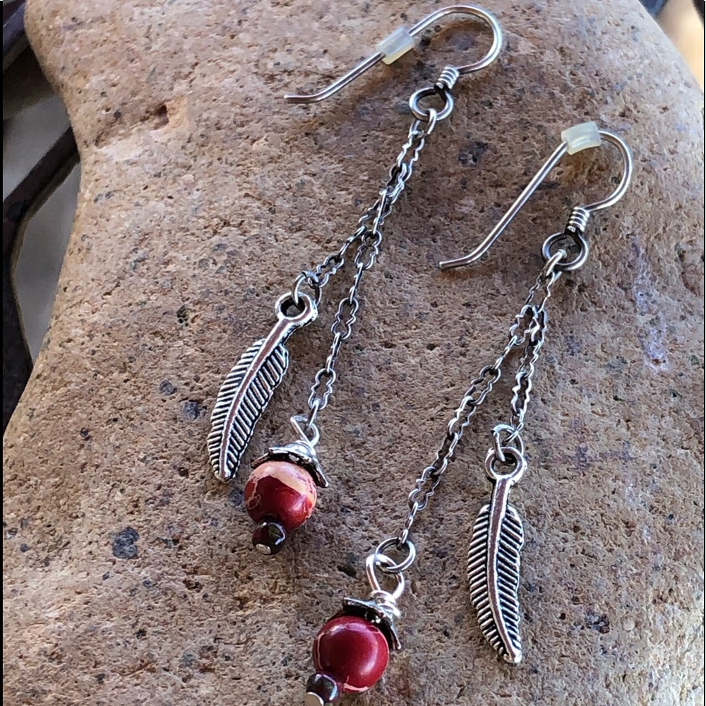 HANDMADE DANGLE FEATHER BOHO EARRINGS